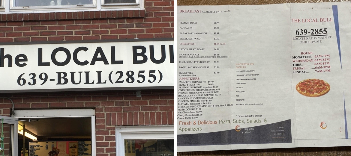 The Local Bull Menu