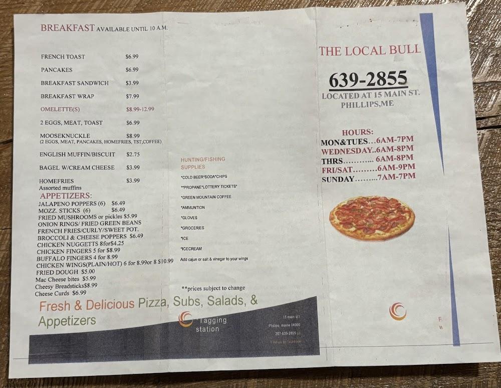 The Local Bull Menu image 1